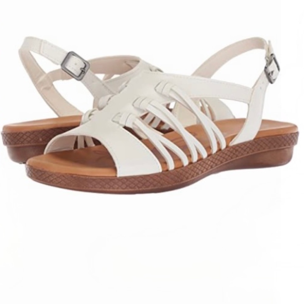 Easy Street Madbury White Sandals Sz 10M Comfort Slingback EUC